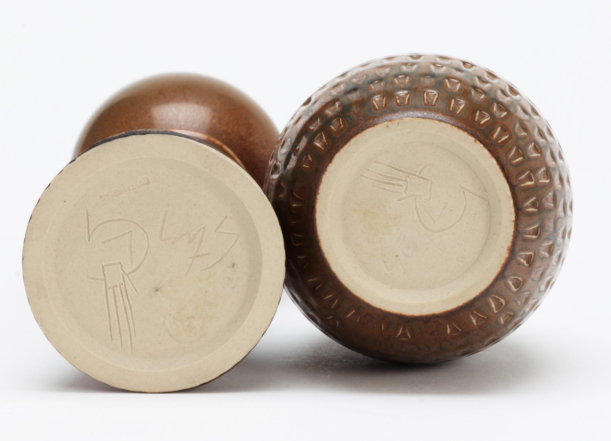 Two Stig Lindberg stoneware vases, Gustavsberg studio 1964.
