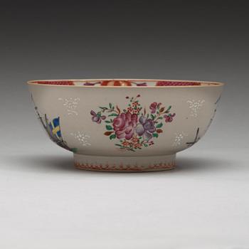 A famille rose 'European Subject' punch bowl, Qing dynasty, Qianlong (1736-95).