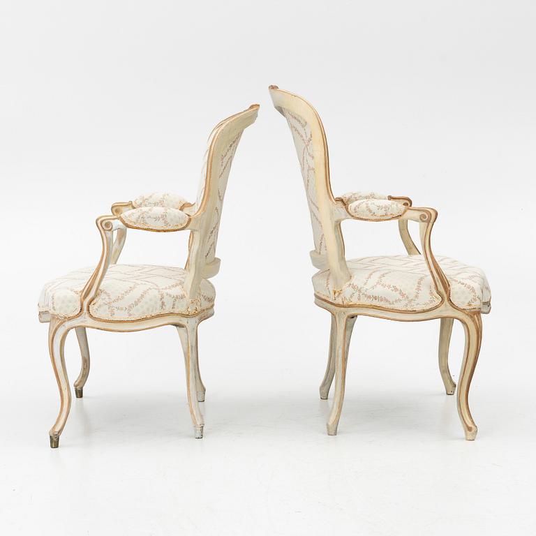 A matched pair of Rococo armchairs, 18th Century.