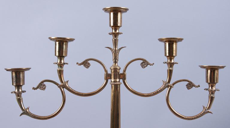 KANDELABER, mässing, empirstil.