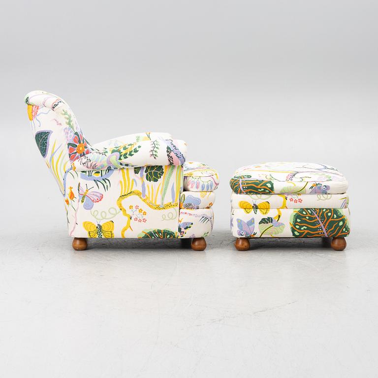 Josef Frank, armchair with footstool, model 336, Svenskt Tenn.
