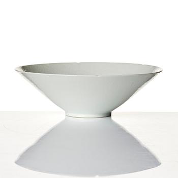 A white-glazed anhua 'dragon' bowl, possibly late Qing or Republic.