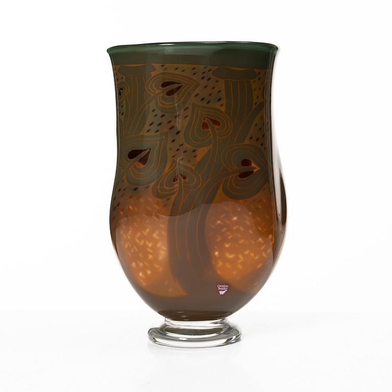 Gunnar Cyrén, vase, Graal, Orrefors 1989.