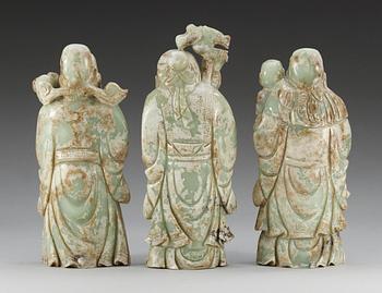 A set of three 20th cent nefrit figurines.