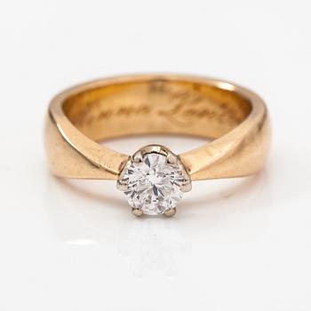 A 14K gold ring with a ca. 0.52 ct diamond according to engraving.