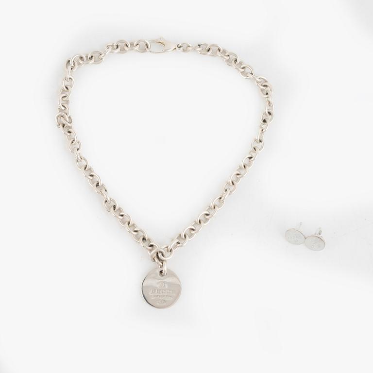 Gucci, armband samt örhängen, silver.