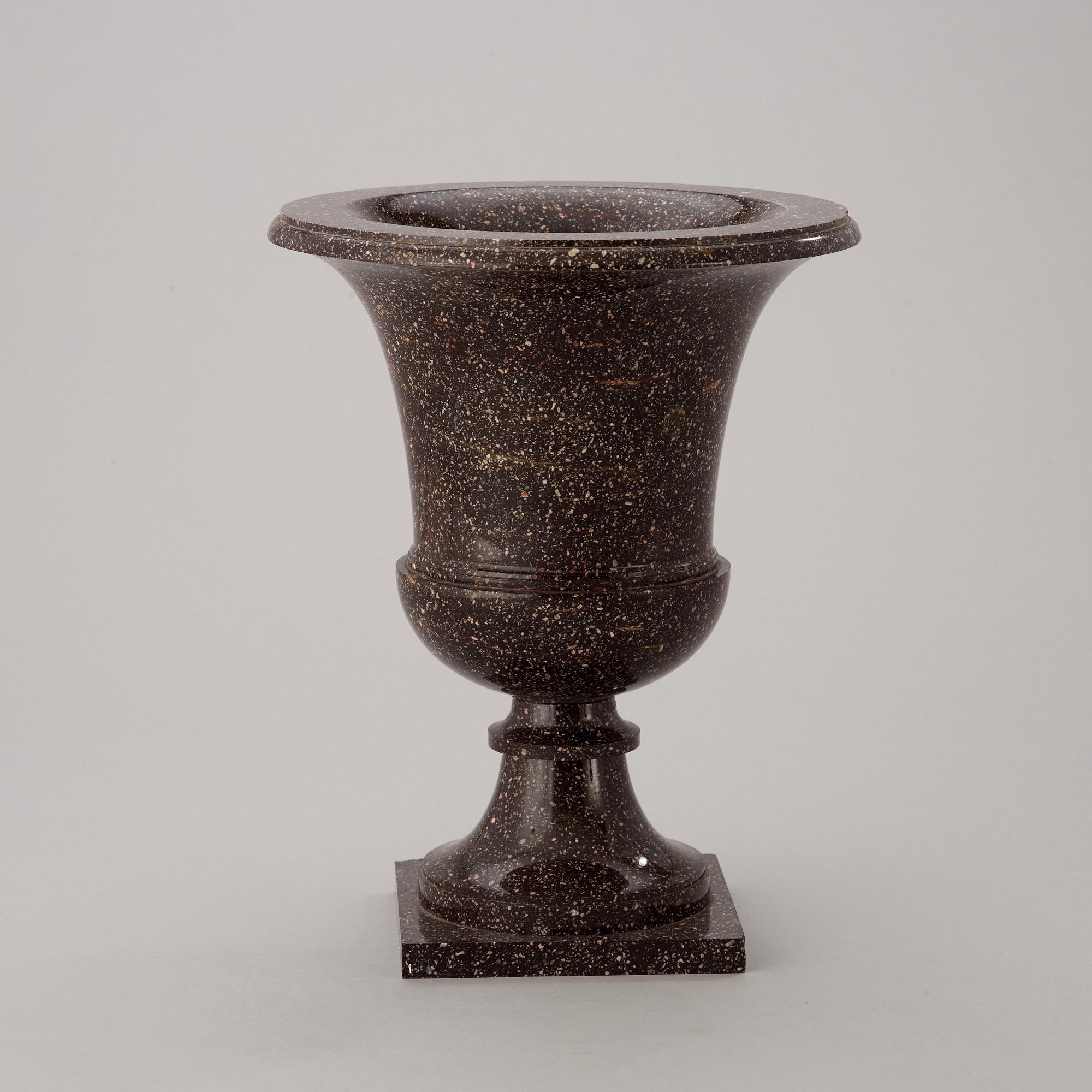 A Swedish Empire 19th century porphyry urn.