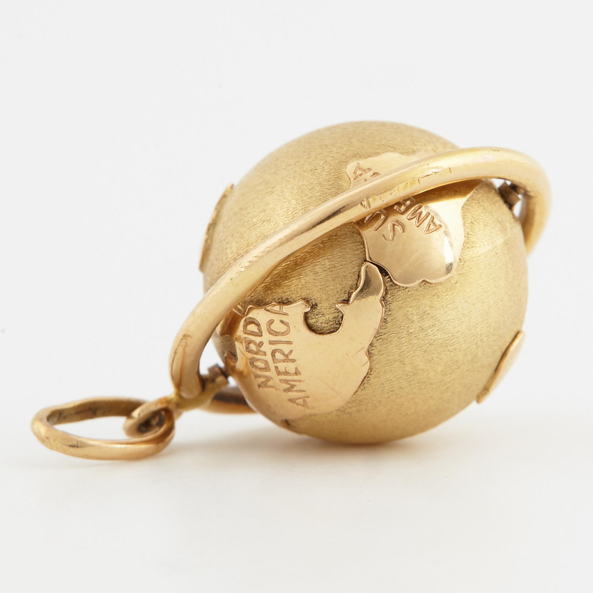 18K gold globe pendant.