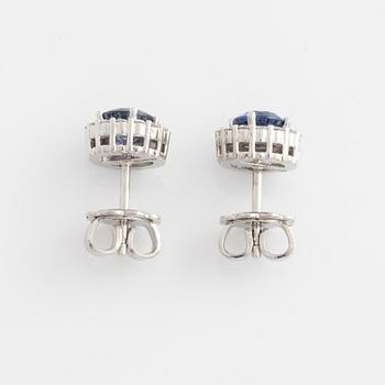 Earrings with sapphires and brilliant-cut diamonds.