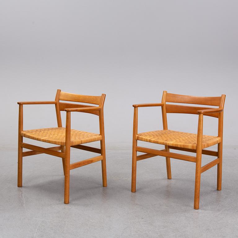 Børge Mogensen, a pair of oak and rattan 'BM1' chairs, CM Madsen, second half of the 20th century.