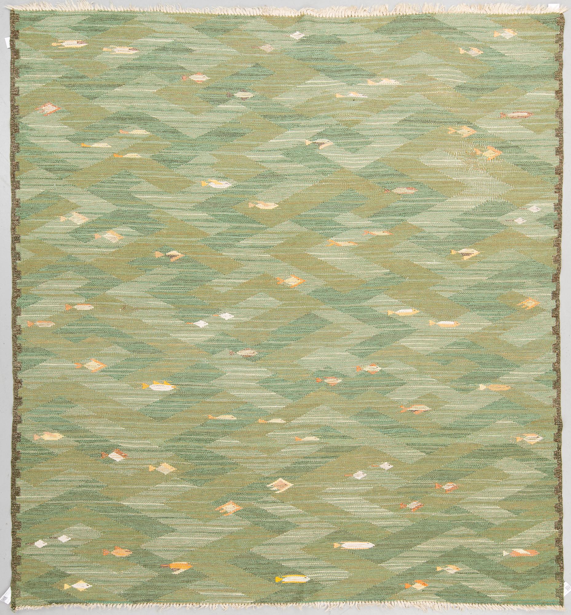 A CARPET, "Fiskar", flat weave, ca 259 x 239,5 cm, probably by Elsa Gullberg.