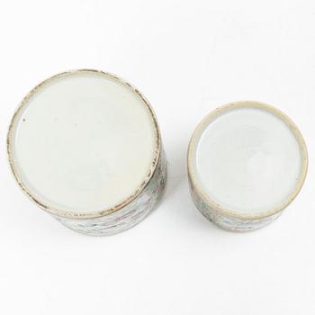 A five piece famille rose Canton box set, Qing dynasty, 19th century.