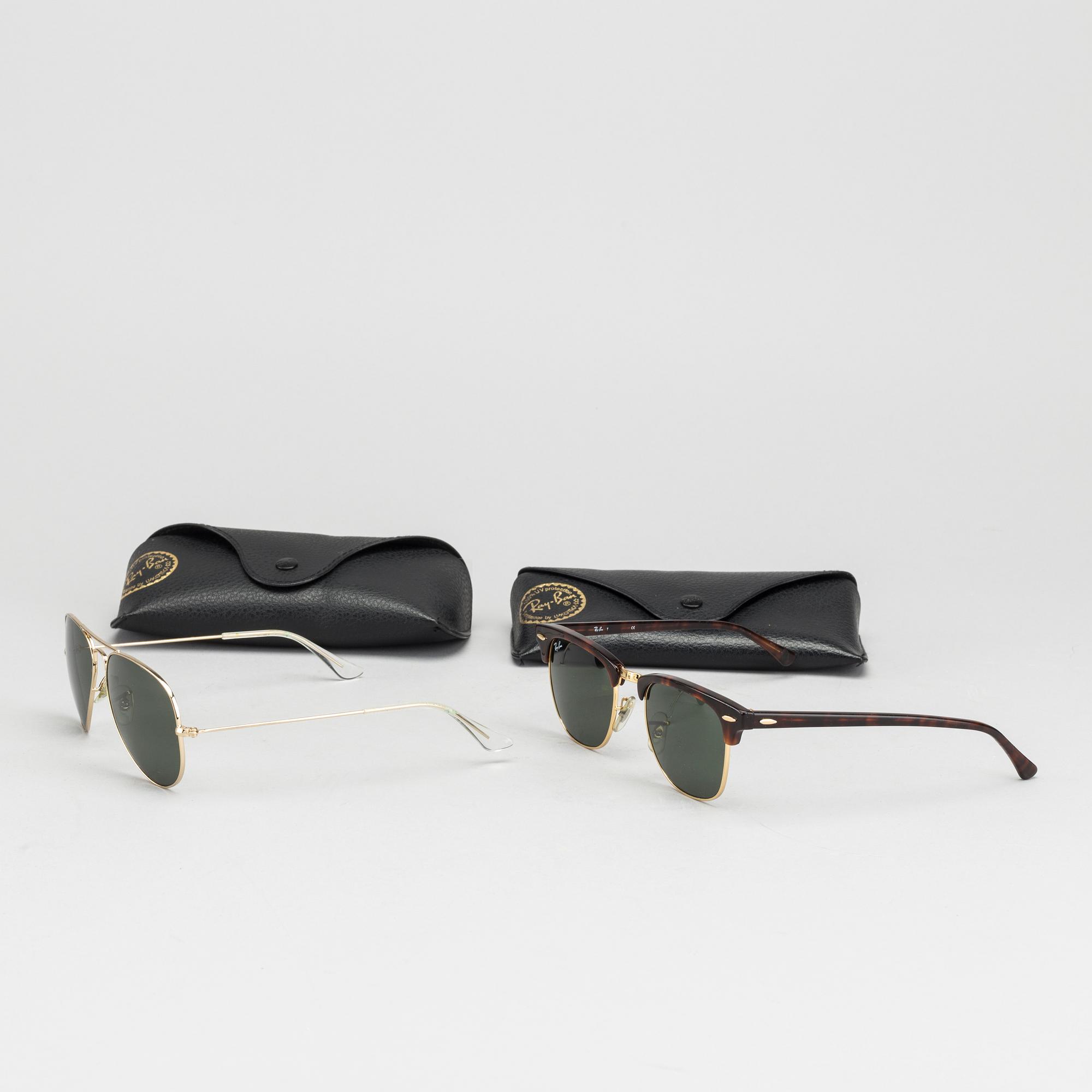 RAY BAN, "Aviator" and "Clubmaster", sunglasses, two pairs.