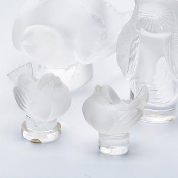 FIGURINER, 8 st, Lalique, glas, 1900-talets andra hälft.