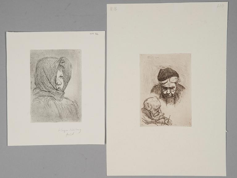 HUGO SIMBERG, 2 st etsningar, ena fecit signerad, andra signerad i plåten och daterad -97.