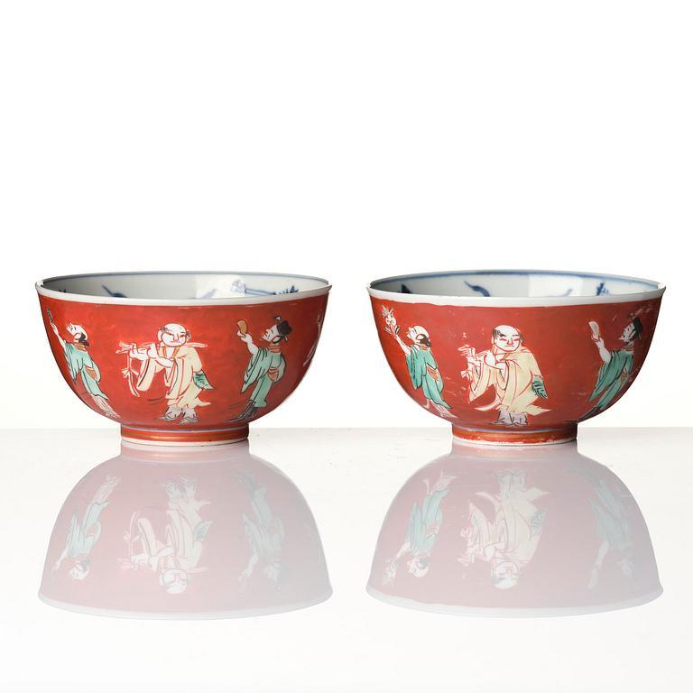 A group of five 'immortals' bowls, Meiji (1868-1912).