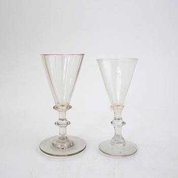 A set of seven Swedish mid 1800s glasses.