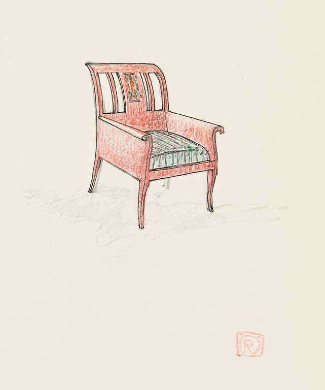 A pair of Ragnar Östberg birch armchairs with inlays, designed for Villa Mullberget, Sweden ca 1907.