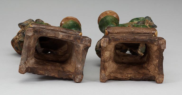 A pair of seated Buddhist lions, 17th Century.