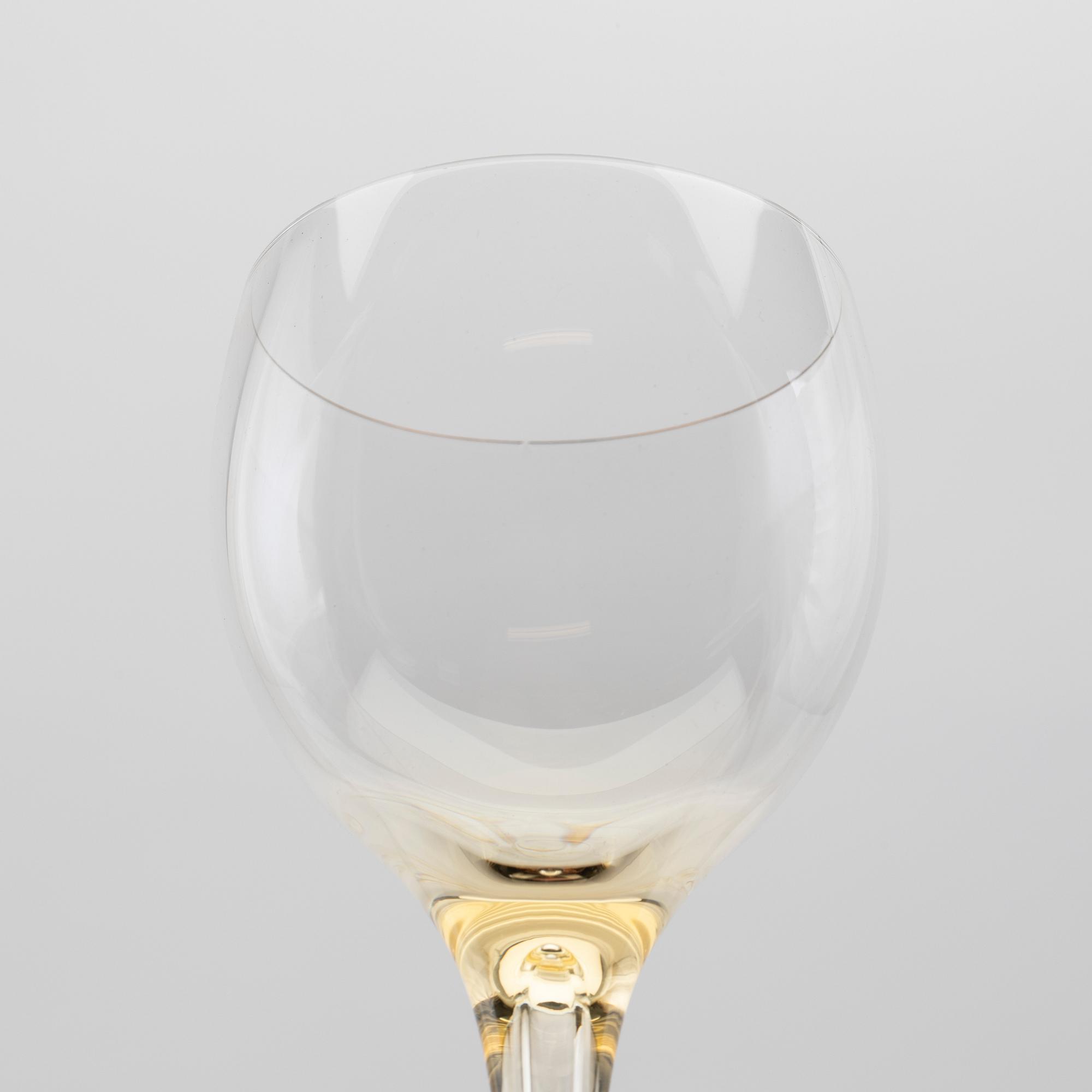 Nils Landberg, wine glasses "Gazelle" 6 pcs, Orrefors 1950s.