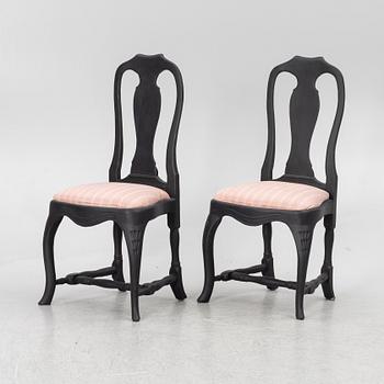 A pair of rococo chairs, mid 18th century.