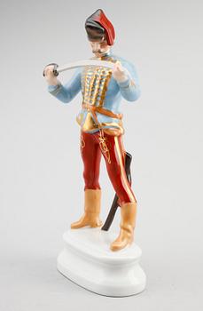 FIGURIN, porslin, "Hadiks hussar" modellnr 5505, Herend, 1900-tal.