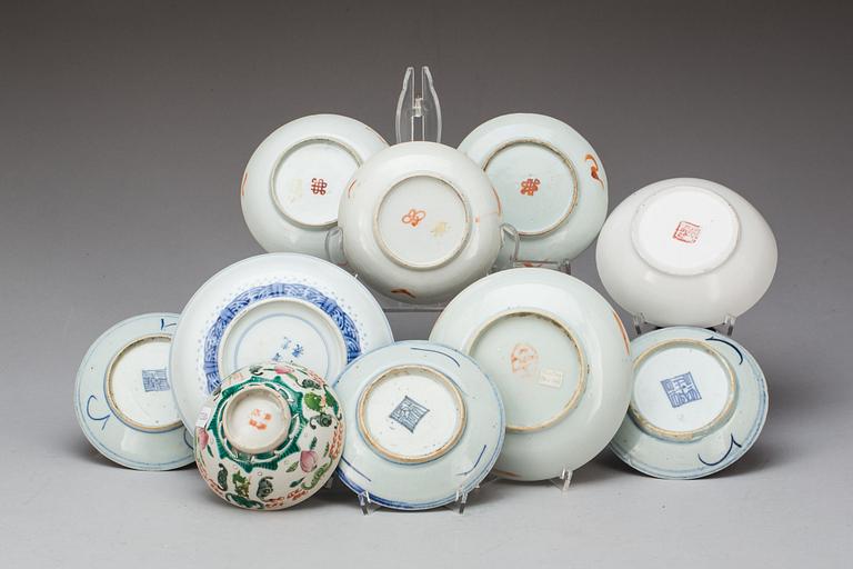 ASSIETTER MM, 10 delar, porslin, Kina 1800 och 1900-tal.