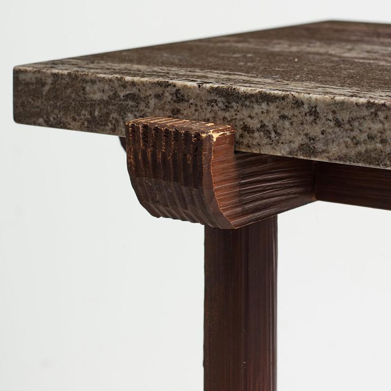 Axel Einar Hjorth, a "Sandhamn" stained pine and granite top table, Nordiska Kompaniet, Sweden 1930's.