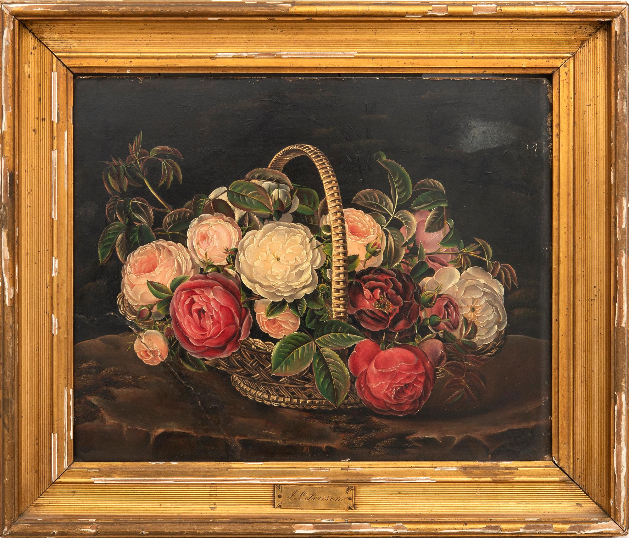 Johan Laurentz Jensen his circle Still Life with Flowers in a Basket.