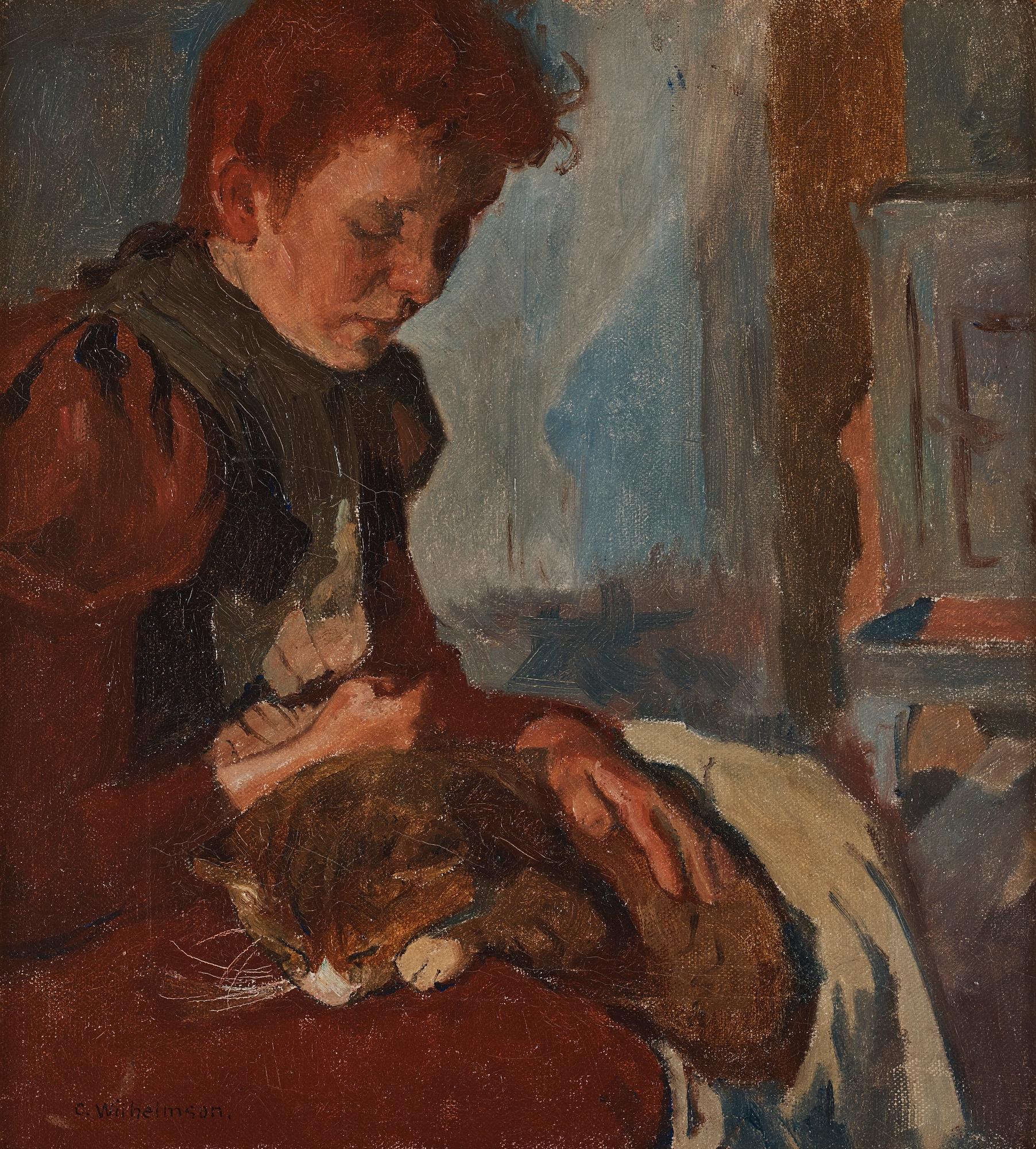 Carl Wilhelmson, "Flicka med katt"(Girl with Cat)/"Nanny Boman".