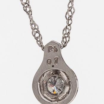 A platinum necklace, with a round brilliant-cut diamond ca. 0.10 ct.