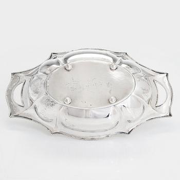 An early 20th-century silver bread basket, maker's mark of Hjalmar Fagerros, Helsinki 1911.