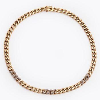 Collier, 14K guld, pansarlänk, med diamanter, Westerback, Helsingfors 1998.