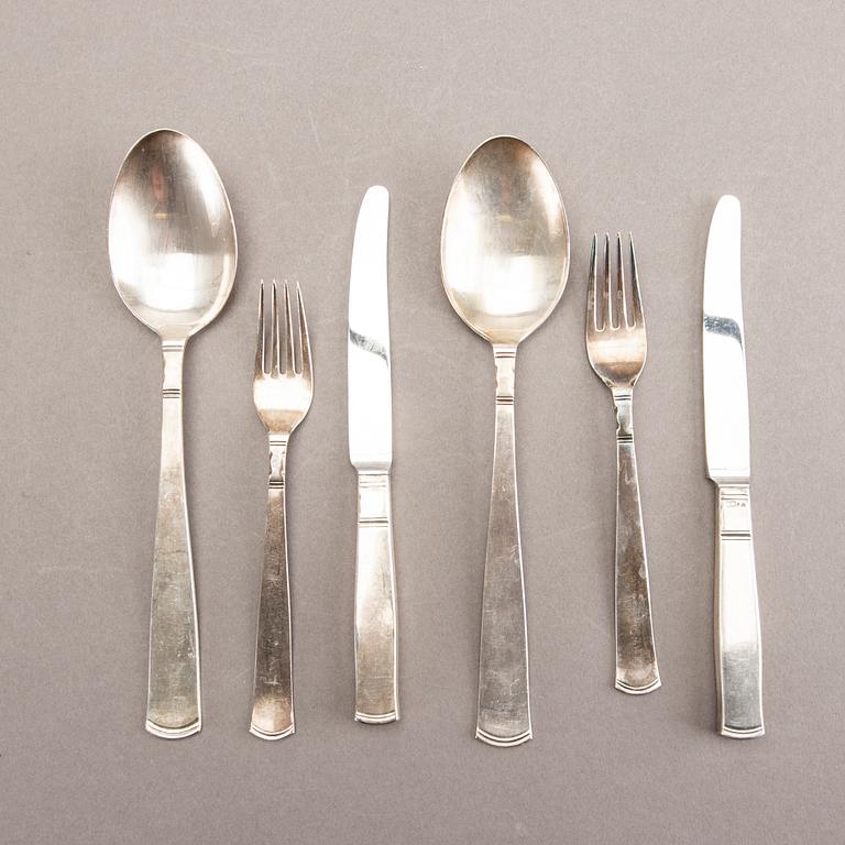 A Swedish 20th century set of 36 pcs of silver cutlery mark of J Ängman/GAB Stockholm 1960s tota weight 1202 gr.
