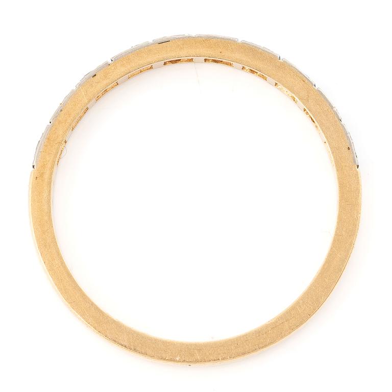 18K gold half-eternity ring with octagonal-cut diamonds.