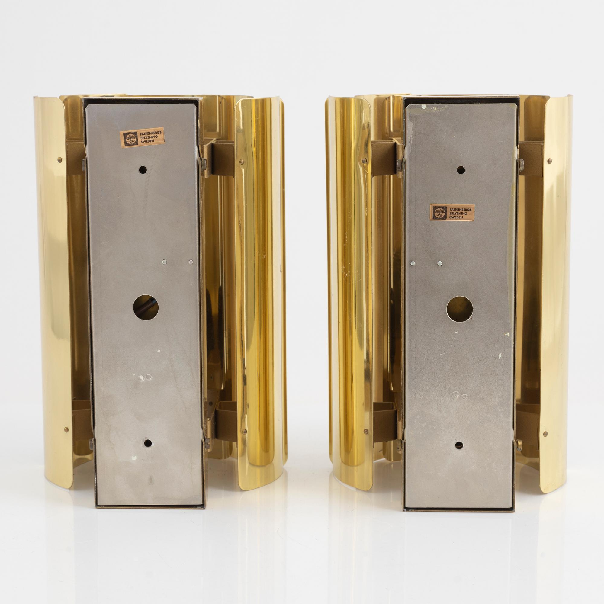 Vägglampor, ett par, Falkenbergs belysning, 1970-tal.