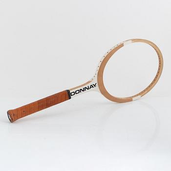 Tennis racket, Signed by Björn Borg. Donnay, specially customized white-painted wooden racket.