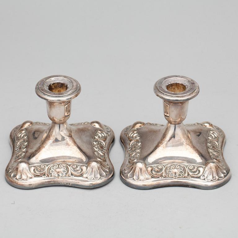 LJUSSTAKAR, ett par, silver, Norge 1900-tal.