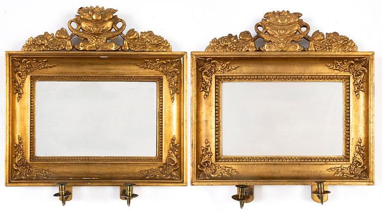 A pair of mid 19th century girandole mirrors.