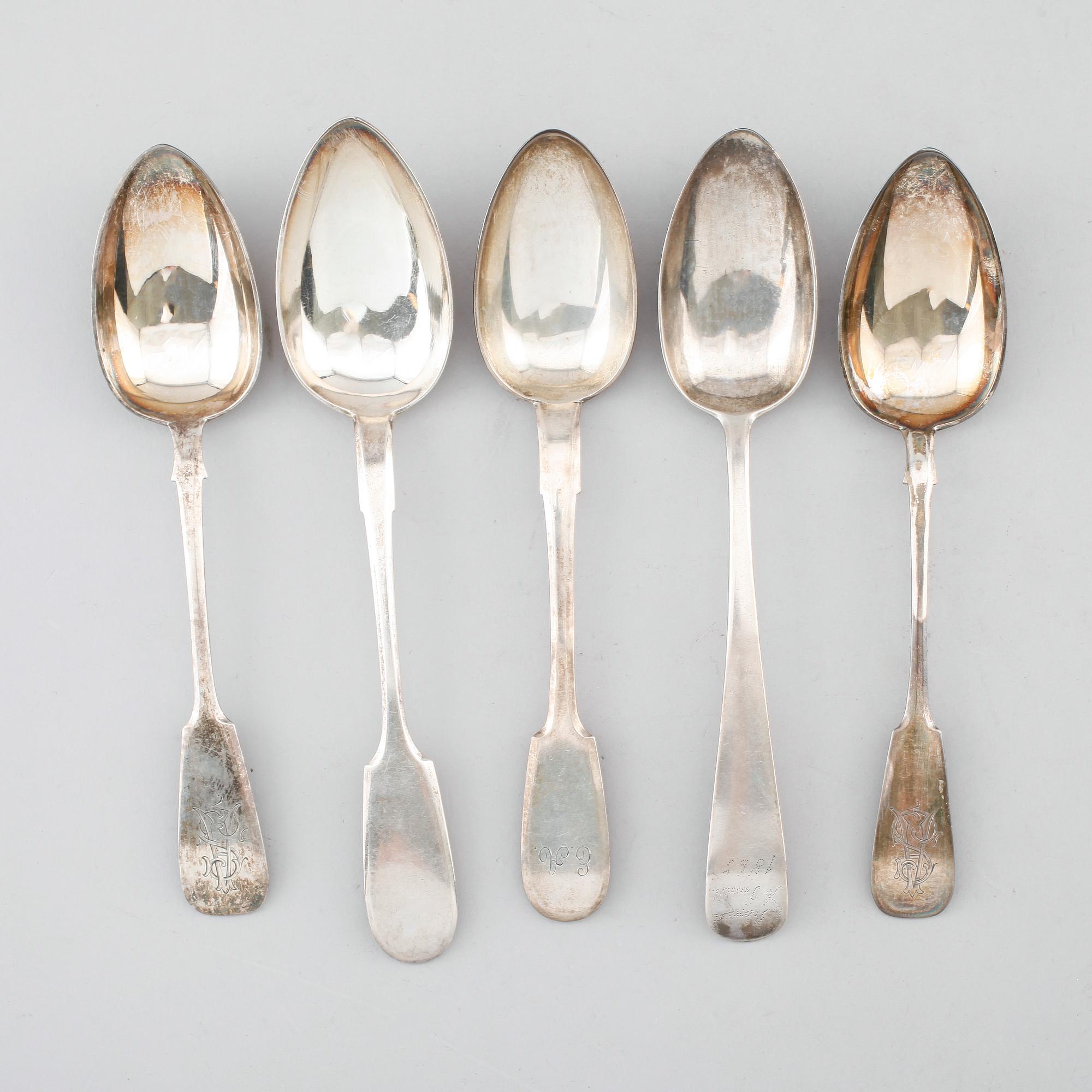 SKEDAR, 5 st, silver, Ryssland, 1800-/1900-tal. Vikt ca 296 gram.