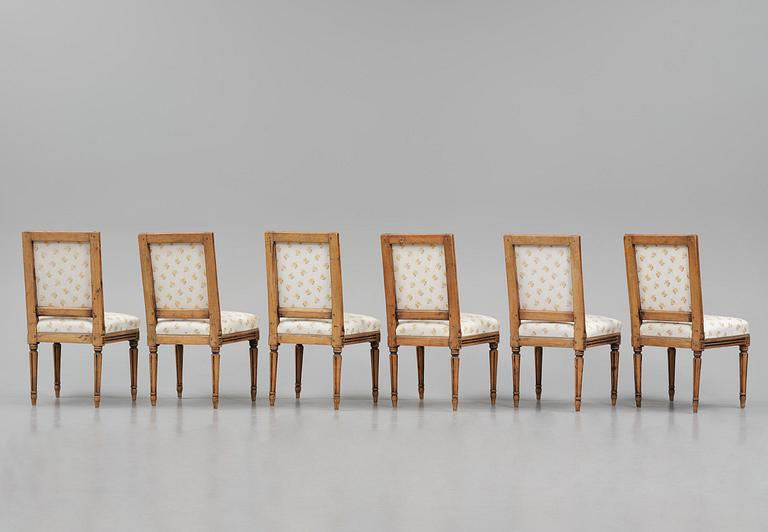 Stolar, sex stycken, av Erik Öhrmark (mästare i Stockholm 1777-1813), Gustavianska.