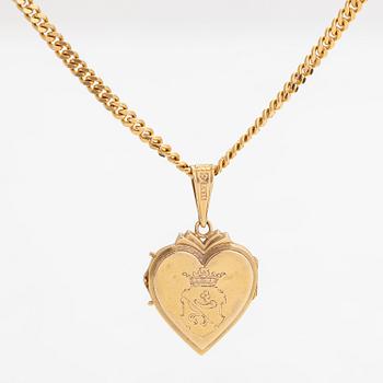 A heart pendant/medallion, 18K gold with a 14K gold chain.
