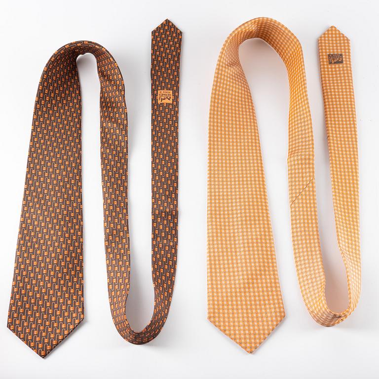 Hermès, two silk ties.