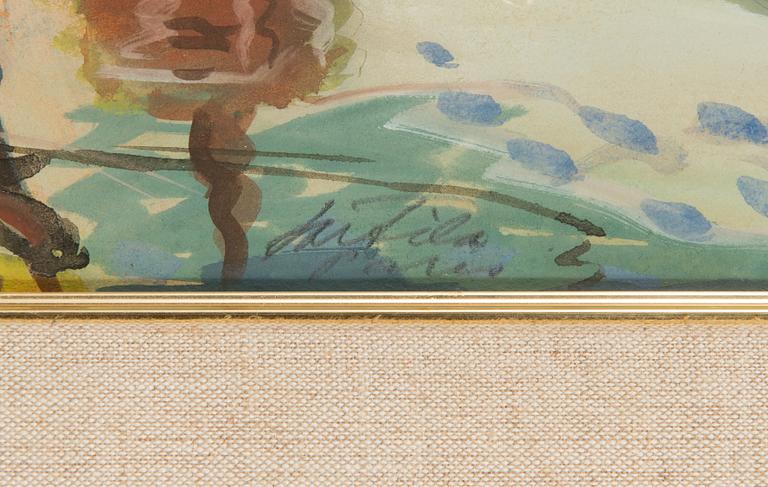 Atte Laitila, guassi, signeerattu.