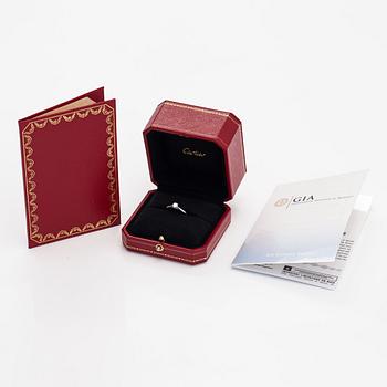 Cartier, A platinum ring with a ca. 0.27 ct diamond according to certificate. Marked Cartier, 51, 62039B.