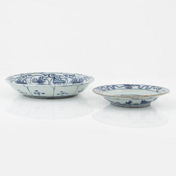 Two blue and white dishes, Ming dynasty (1368-14644).