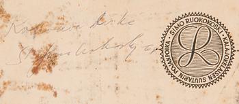 Simo Ruokokoski, blandteknik på kartongskiva, signerad och daterad -68.