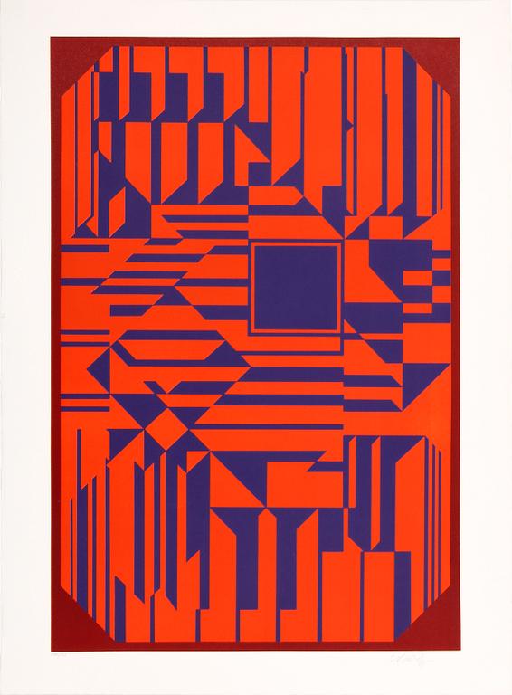 VICTOR VASARELY, serigrafier, 2 st. Sign och numr 96/150 resp 138/150.