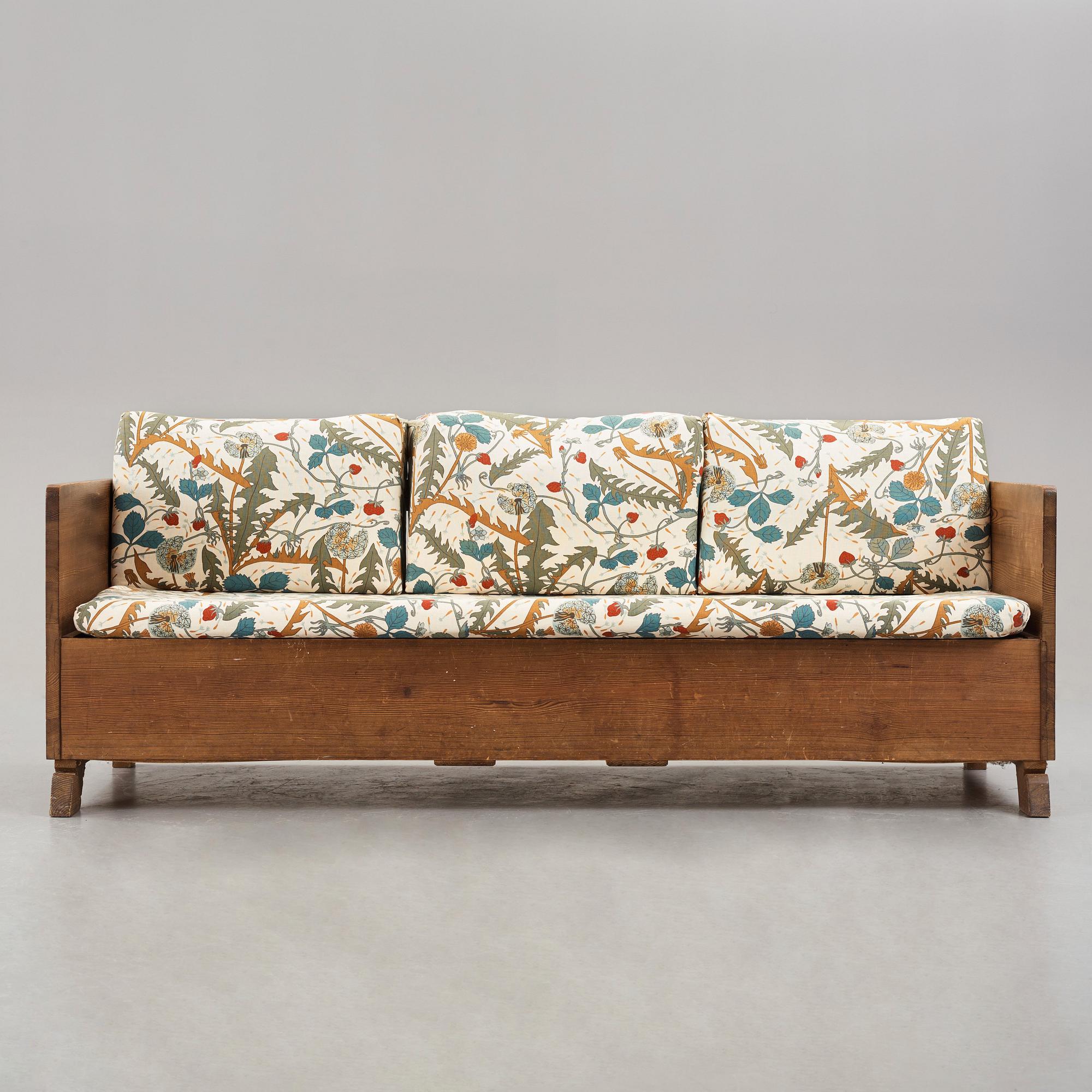Axel Einar Hjorth, a stained pine sofa "Sport", Nordiska Kompaniet, Sweden 1930's.