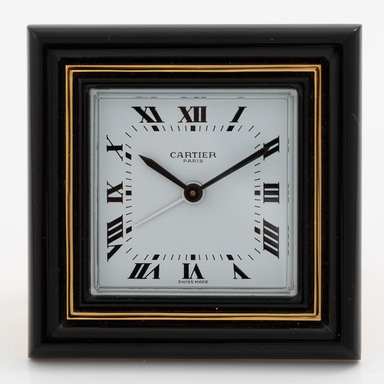 Cartier, Paris, "Pendulette", table clock, ca 75 x 75 x 7 (23) mm.